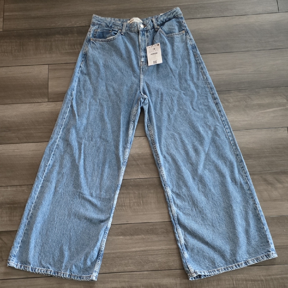 Bershka Light Blue Flare & Wide Leg Jeans